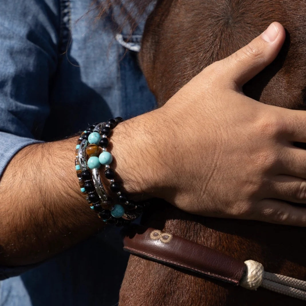Bracelet Midnight Rodéo — Noir & turquoise
