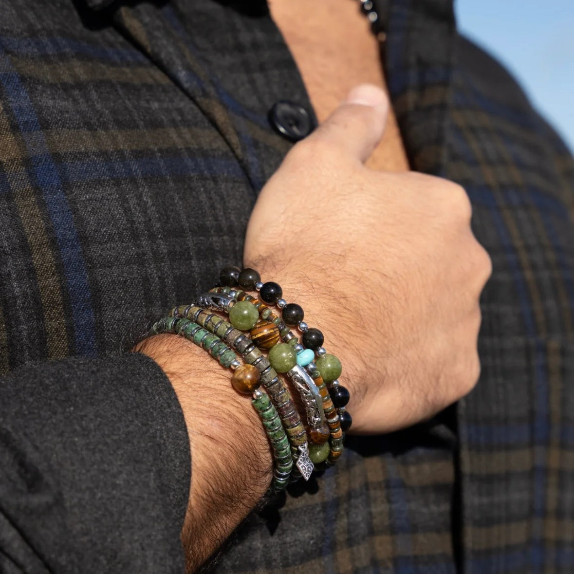 Bracelet Midnight Rodéo — Anthracite & vert