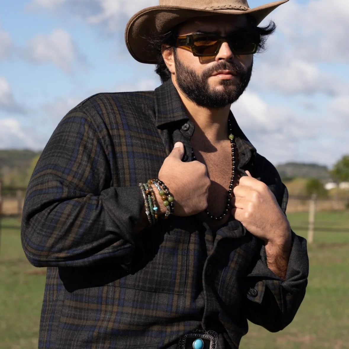 Bracelet Midnight Rodéo — Anthracite & vert