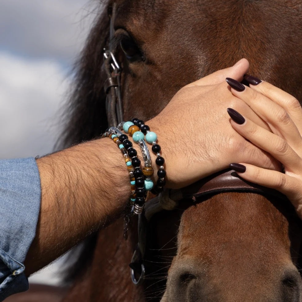Bracelet Midnight Rodéo — Noir & turquoise