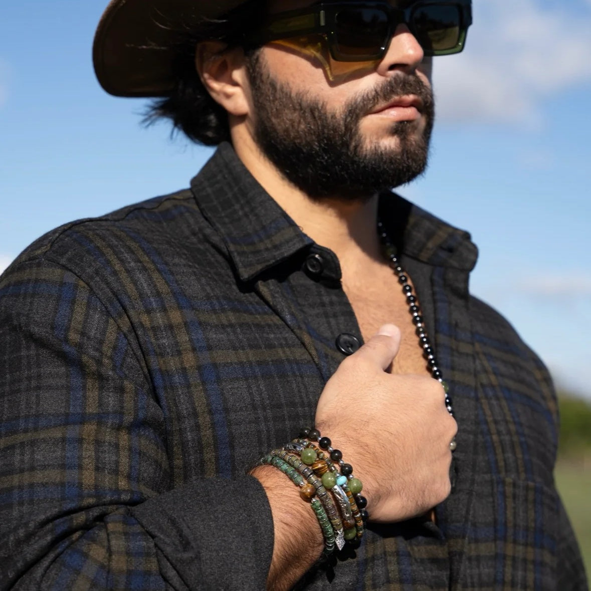 Bracelet Midnight Rodéo — Anthracite & vert