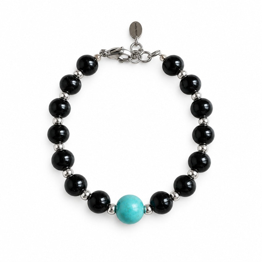 Bracelet Midnight Rodéo — Noir & turquoise